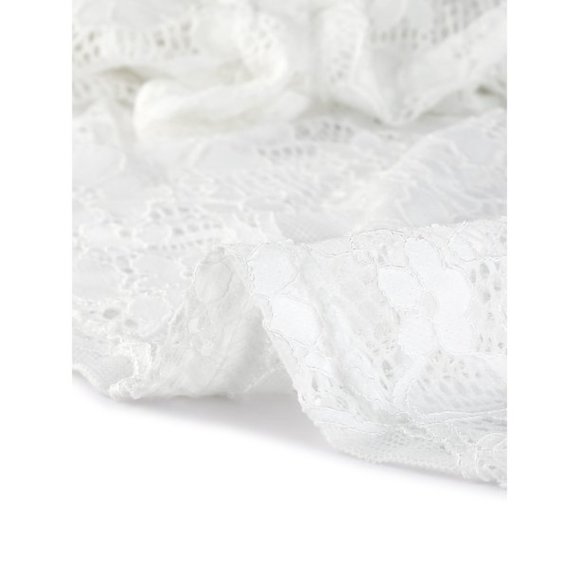 Women's Plus Cardigan Tie Front Floral Hollow Out Lace Draped Cover-Ups  WHITE - Picture 3 of 7